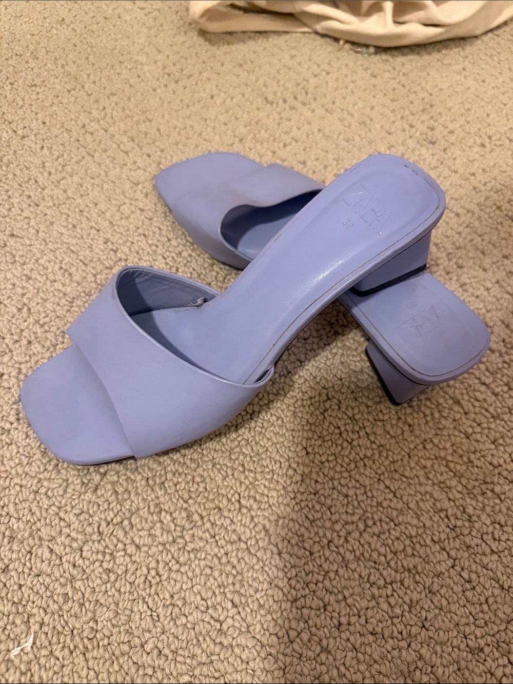 Zara Lavender Block Heel Slide Mules